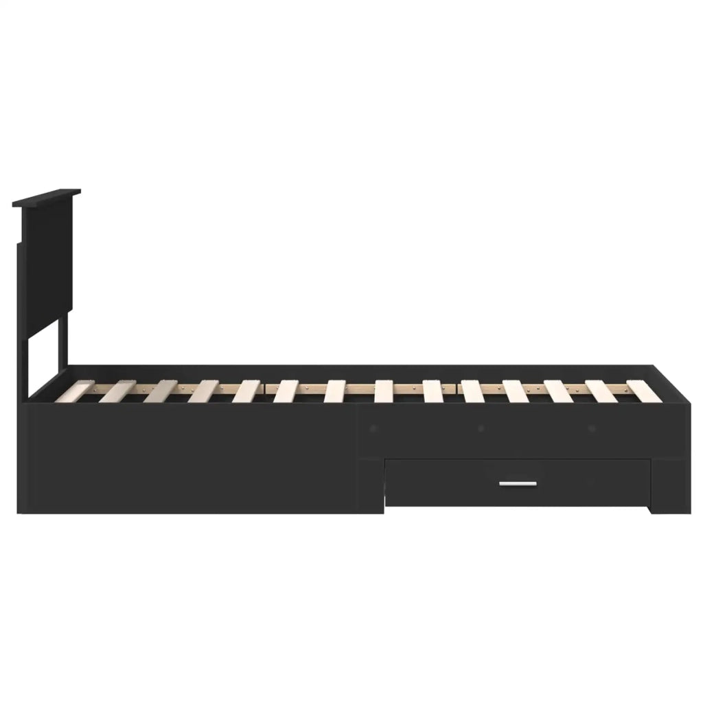 Struttura del letto con testiera Nero e Argento 75 x 190 cm 3410959