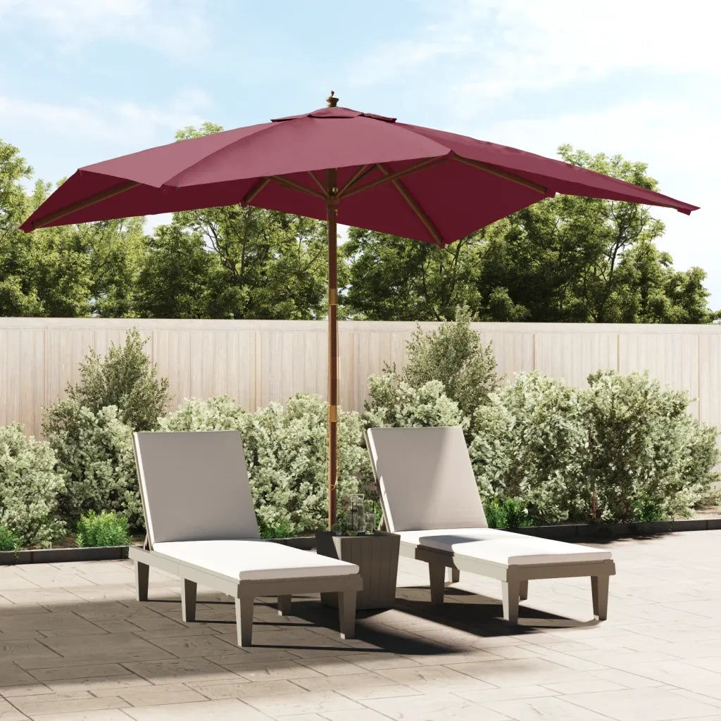 Ombrellone da Giardino-Ombrello da Balcone Palo Legno Rosso Bordeaux 300x300x273 cm