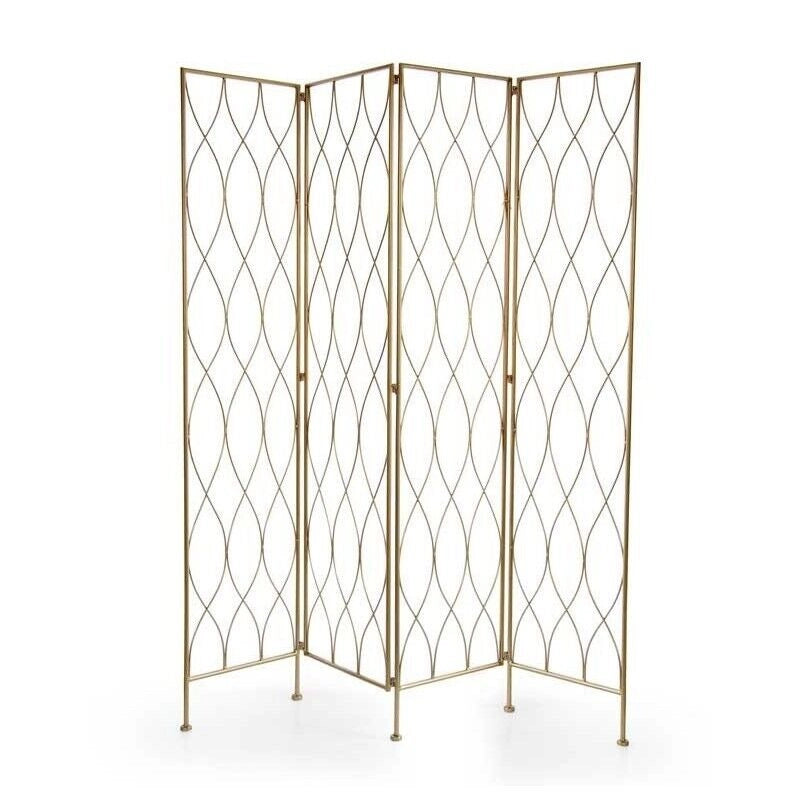 SEPARÈ IN METALLO A TRAMA FORATA 4 PANNELLI 40X180CM COLORE ORO