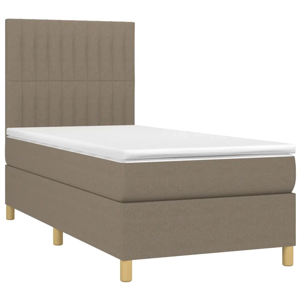 Letto a Molle con Materasso e LED Tortora 90x200 cm in Tessuto cod mxl 64942