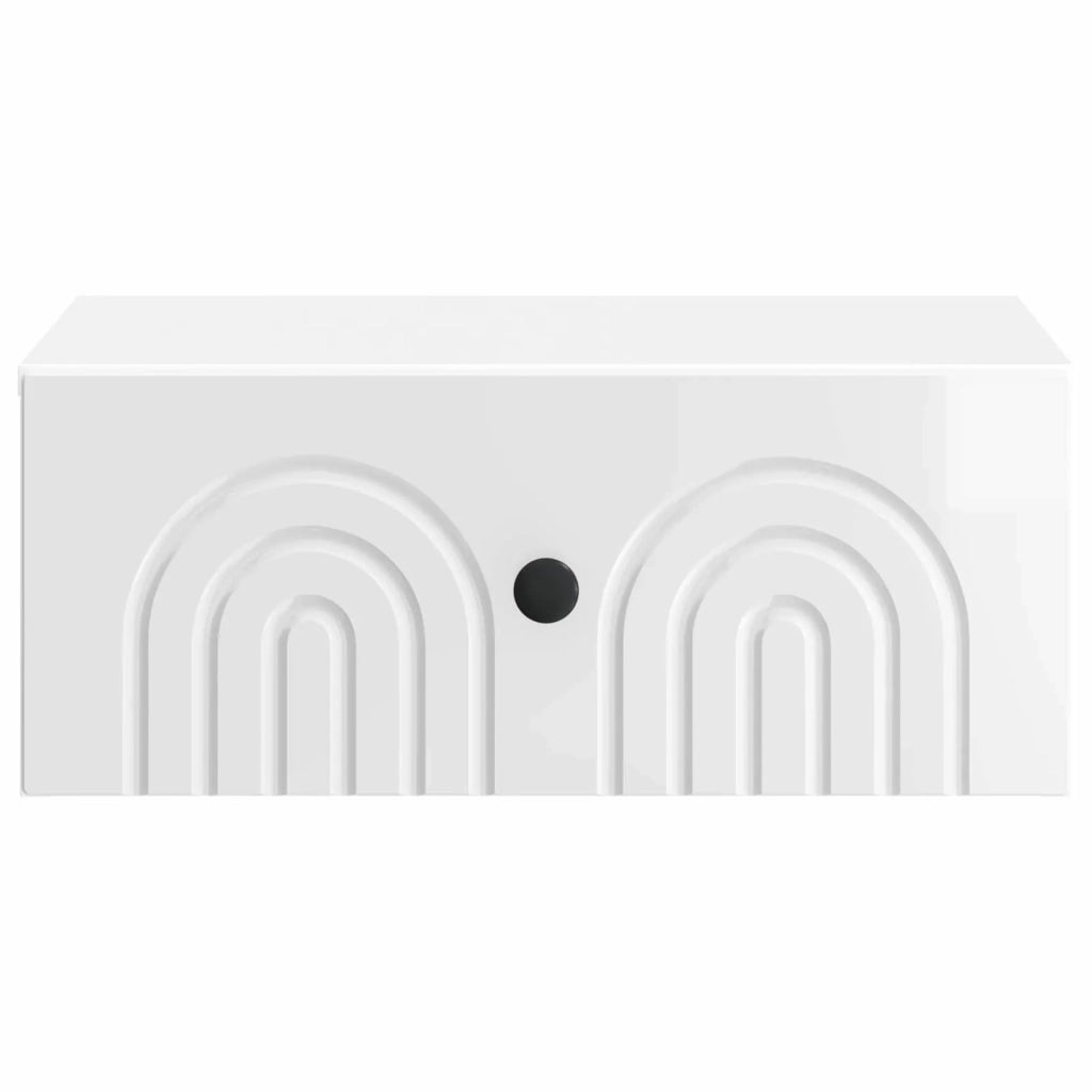 Mobiletto da notte a muro 2 pcs Bianco Lucido 49 x 34,5 x 20 cm