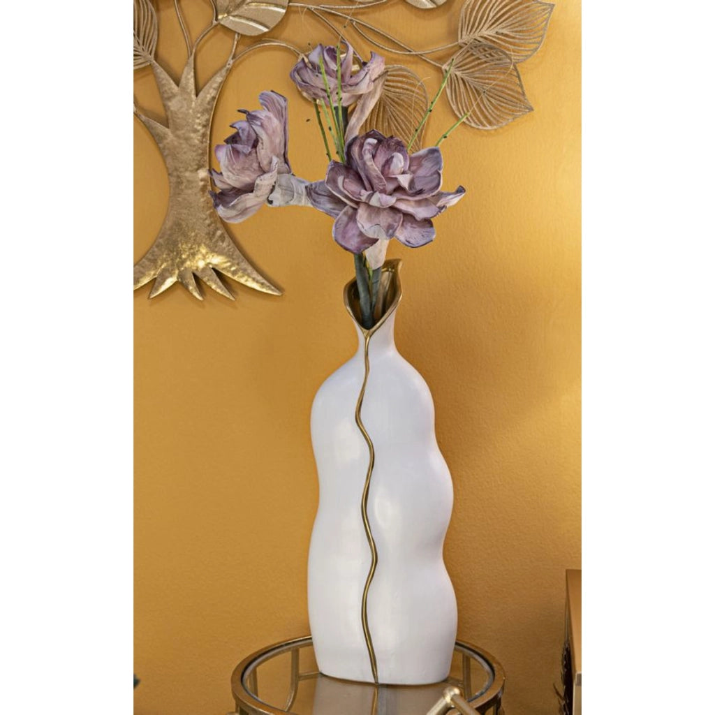 Vaso Decorativo VKH642, Bianco, Ceramica, 19,5x10x50 cm