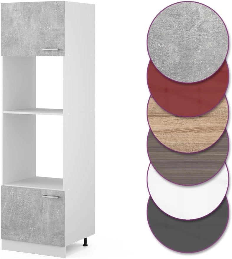 Mobile cucina microonde R-Line, Calcestruzzo, 60 cm, per la libera combinazione all'interno di sistemi cucina modulari