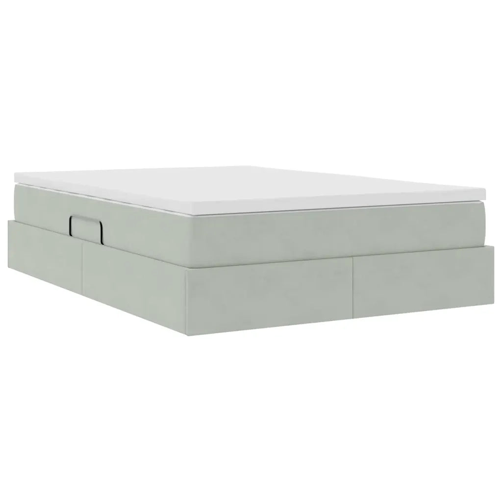 Letto con contenitore e materasso Grigio chiaro 140 x 200 cm