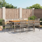 Set da Pranzo da Giardino 9 pz con Cuscini in Polyrattan Grigiocod mxl 89412