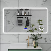 AICA Specchio da bagno  140 x 80 cm,  dimmerabile, Blue tooth,  Funzione Memoria, antiappannamento, 3 colori, Magnificatore,  orologio