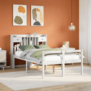 Letto Libreria senza Materasso-Struttura Letto con contenitore Bianco 135x190 cm Legno di Pino 195234