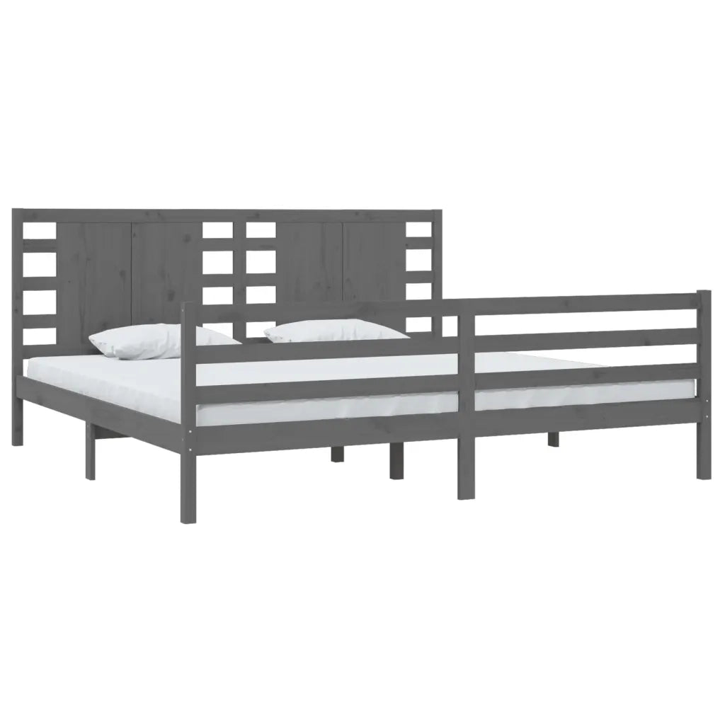 Giroletto-Struttura Letto Grigio in Legno Massello di Pino 200x200 cm 384524