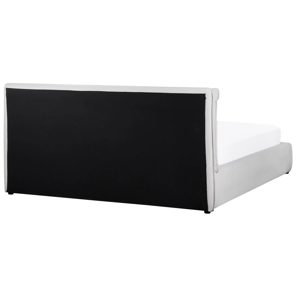 Letto matrimoniale colore bianco crema con vano contenitore 180 x 200 cm camera da letto moderna