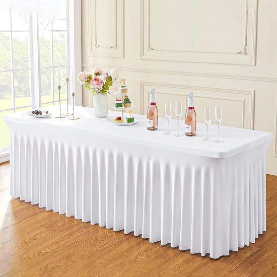 Tavolo estensibile con tessuto spandex - tavolo rettangolare da 243 cm - lavabile e senza pieghe - tovaglia estensibile per tavolo per feste - matrimoni - ricevimenti - 243 x 76 x 74 cm (l x b x h)