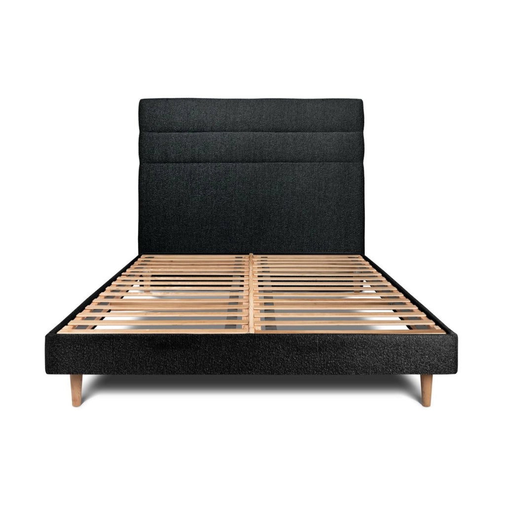 Letto 150x200 cm con testiera in linea - tessuto bouclé