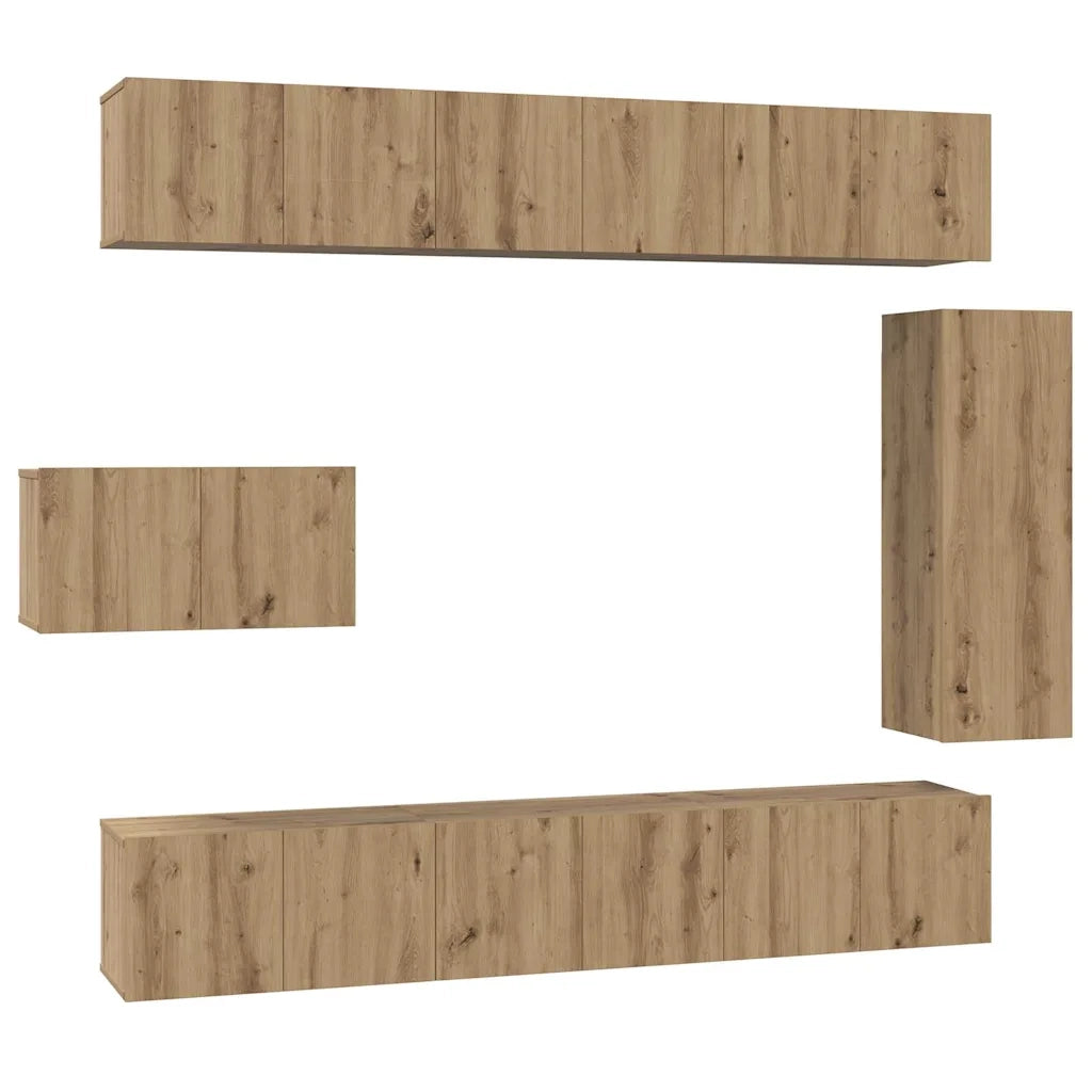Set mobile TV 8 pcs Rovere artigianale Legno multistrato 3393134