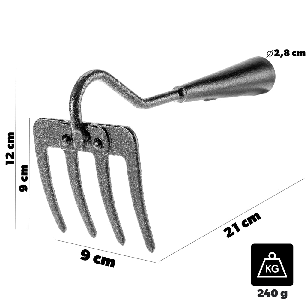 Rastrello da giardino in acciaio a 3 denti KADAX per aerazione, piccolo