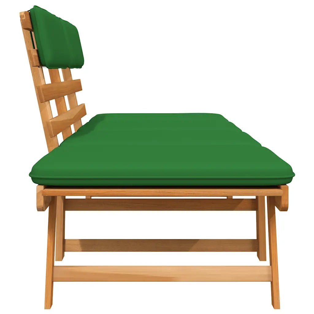 Panca da Giardino Cuscini 2-in-1-Sgabello-Panca da esterno 190 cm Legno Massello d'Acacia