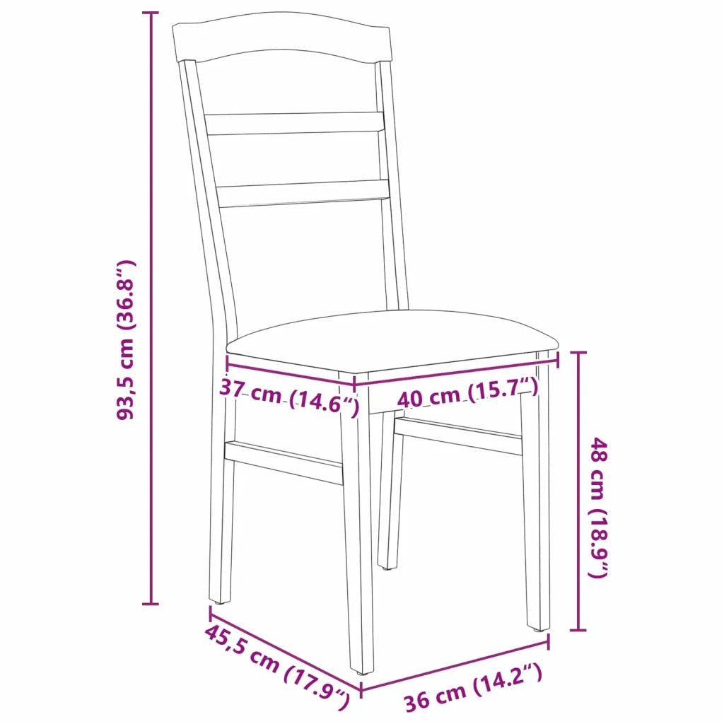 Sedia da pranzo 2 pcs Bianco e marrone Legno di gomma solido 42020499