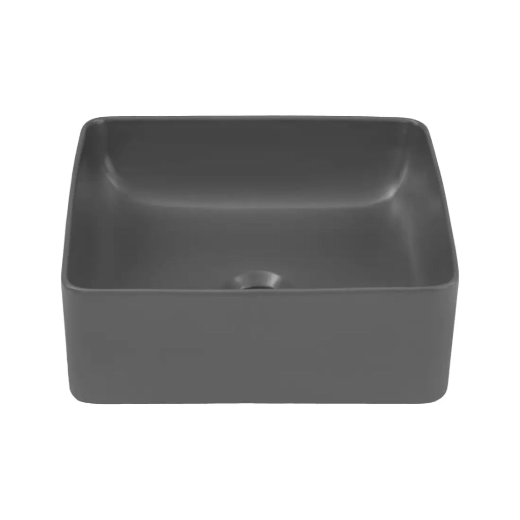 Lavabo da appoggio quadrato 37x37 cm in ceramica grigio opaco