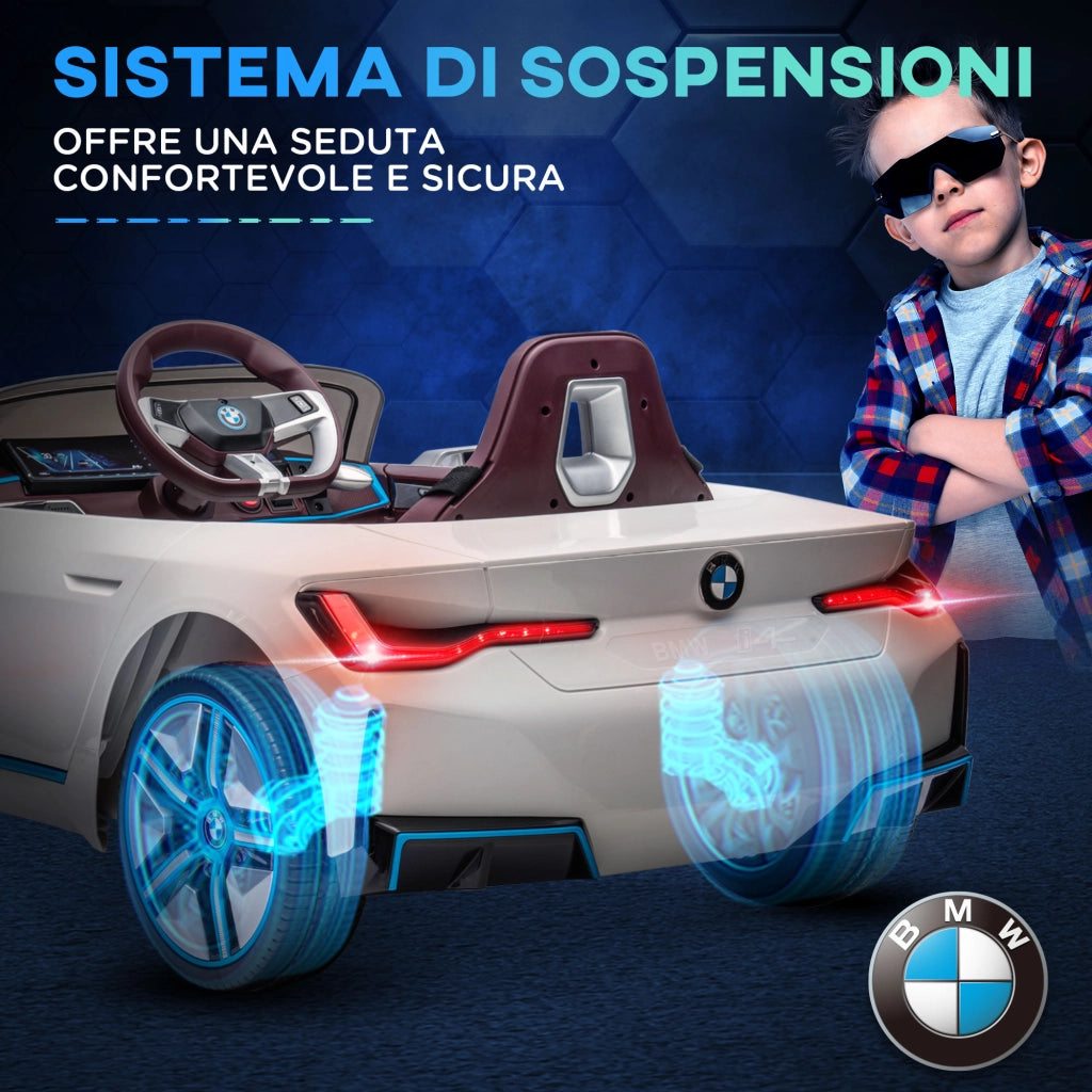 EasyComfort Macchina Elettrica per Bambini 3-6 Anni con Licenza BMW con Telecomando, Clacson e Fari, 115x67x45 cm, Bianca