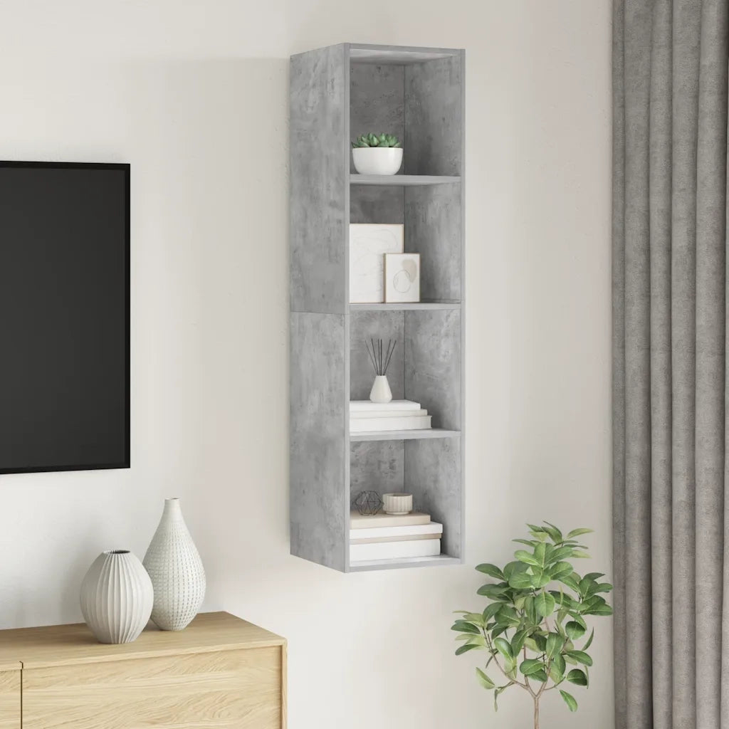 Mobile TV Parete Grigio Cemento 37x37x142,5cm Legno Multistrato 805493