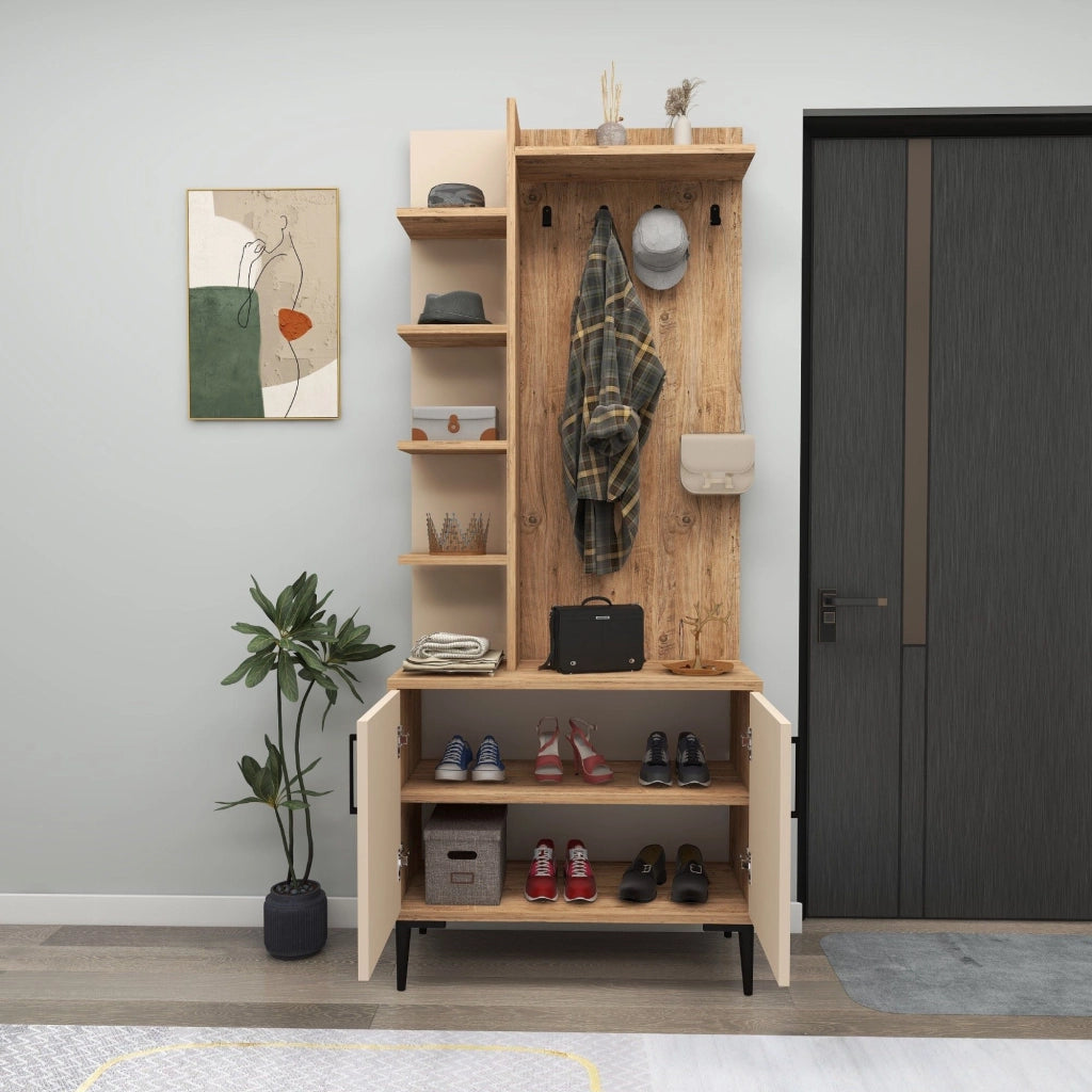 Formigaro, Mobile da Ingresso 6 Paia, 74x33x183h cm Marrone Rovere Nodi