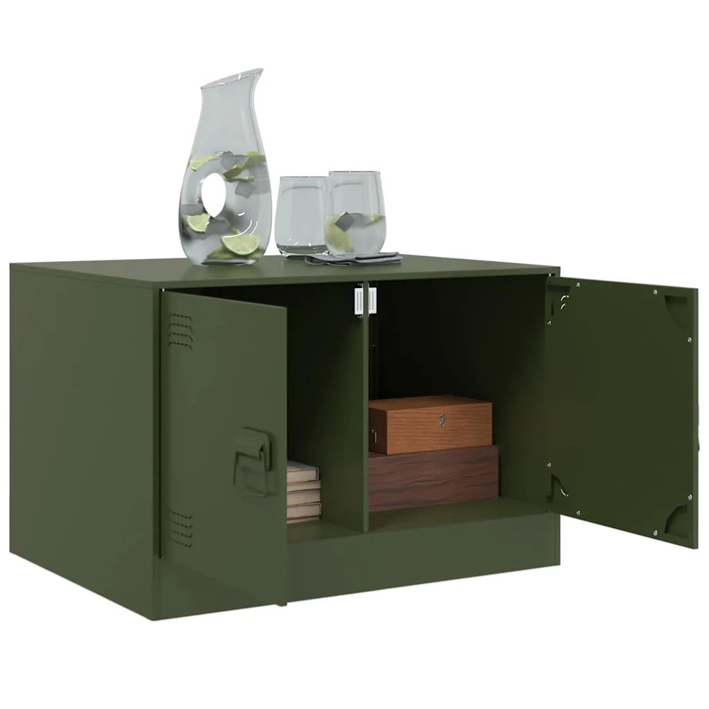 Tavolino da Salotto Verde Oliva 67x50x44 cm in Acciaio