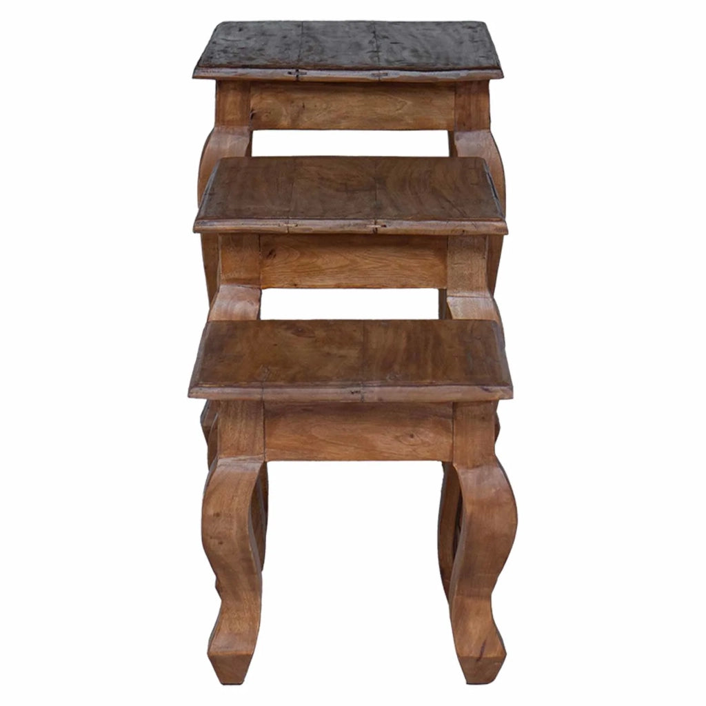 Tavolo Nesting 3 pz Marrone Legno massello di mogano CFW6572611
