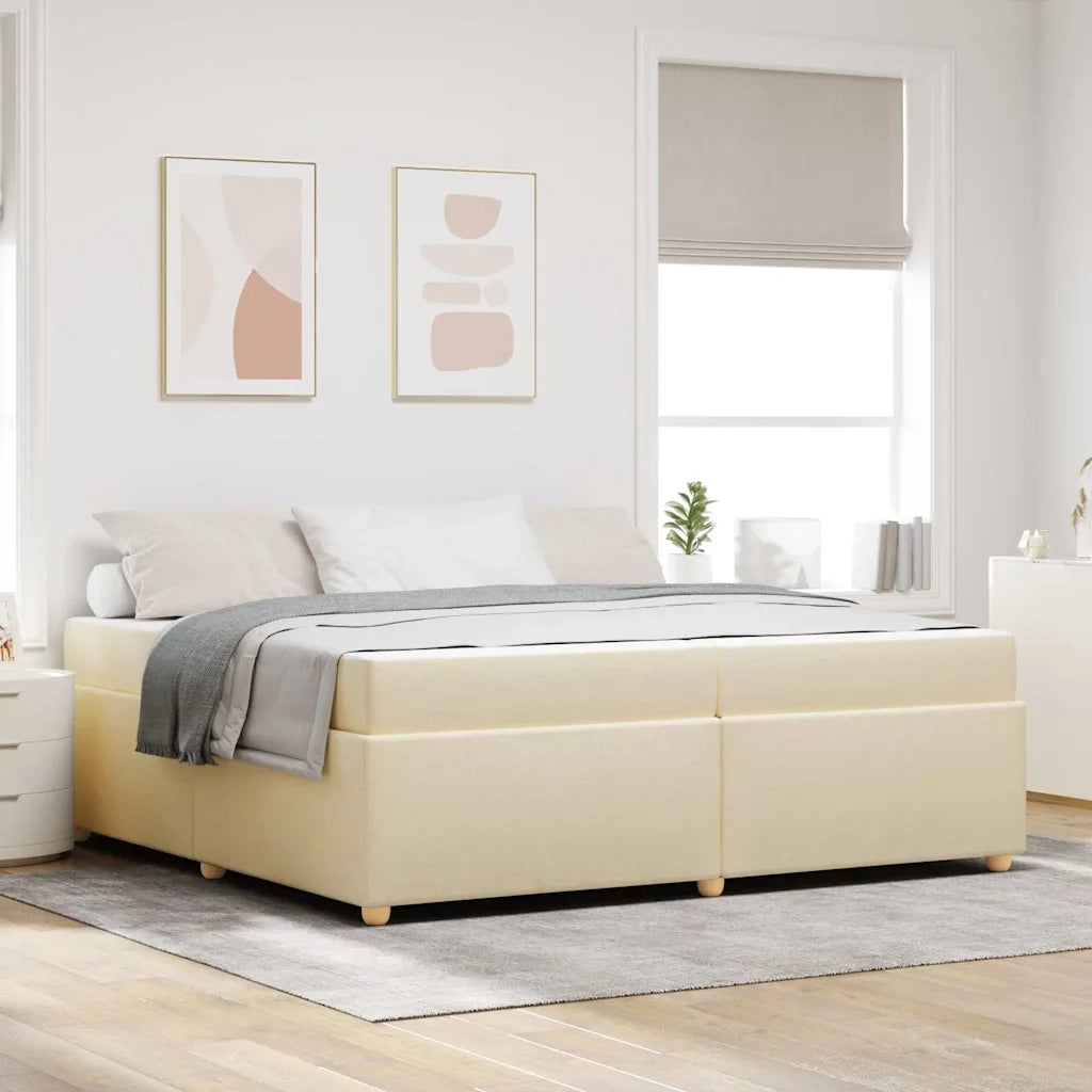 Struttura del letto con materasso Crema 200 x 200 cm Tessuto