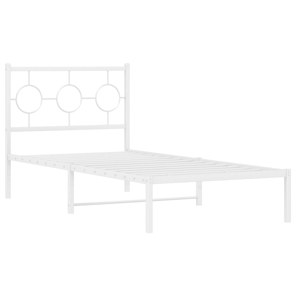 Giroletto con Testiera-Struttura Letto con testiera Metallo Bianco 90x200 cm 320530