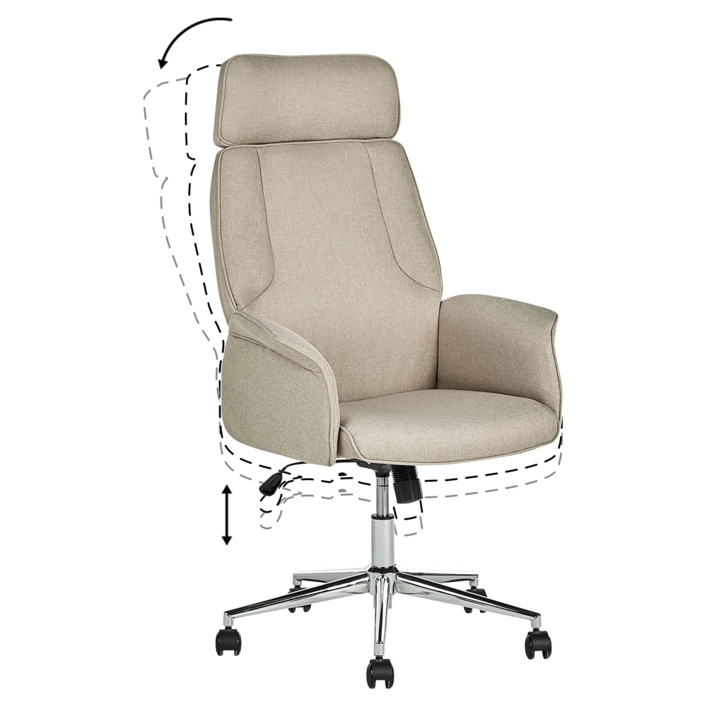 Sedia ufficio in materiale sintetico beige struttura in metallo schienale regolabile e girevole ufficio