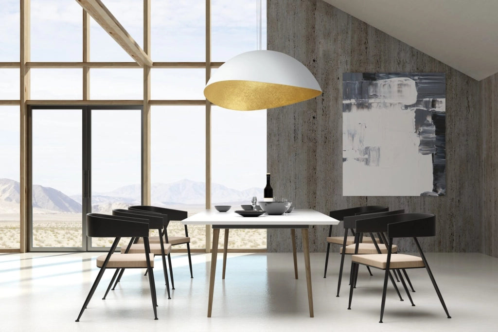 Lampada a sospensione Solaris bianco oro 89cm E27 Sigma