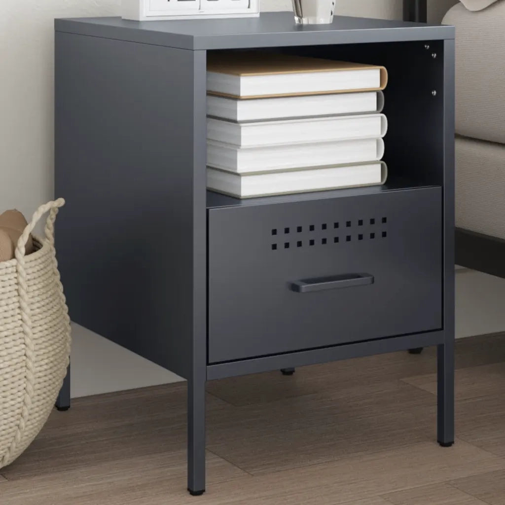 Comodino Antracite 36x39x50,5 cm in Acciaio 843058
