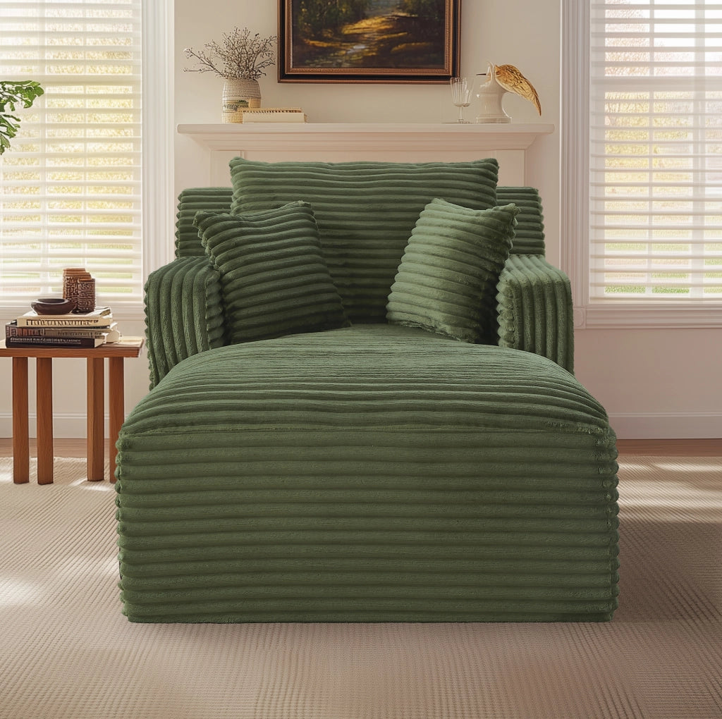 Chaiselongue in tessuto a coste, senza montaggio, verde, 127 cm