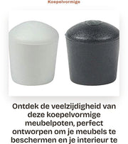 Set di protezioni per mobili a forma di cupola - 4 pezzi - 25mm - Nero/Bianco - Ideali per tavoli e sedie - Robusti e protettivi per il pavimento - Protezioni per mobili