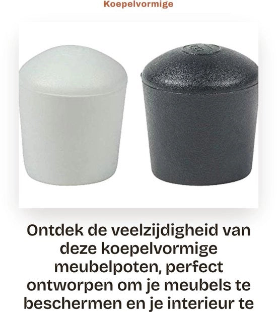 Set di protezioni per mobili a forma di cupola - 4 pezzi - 25mm - Nero/Bianco - Ideali per tavoli e sedie - Robusti e protettivi per il pavimento - Protezioni per mobili