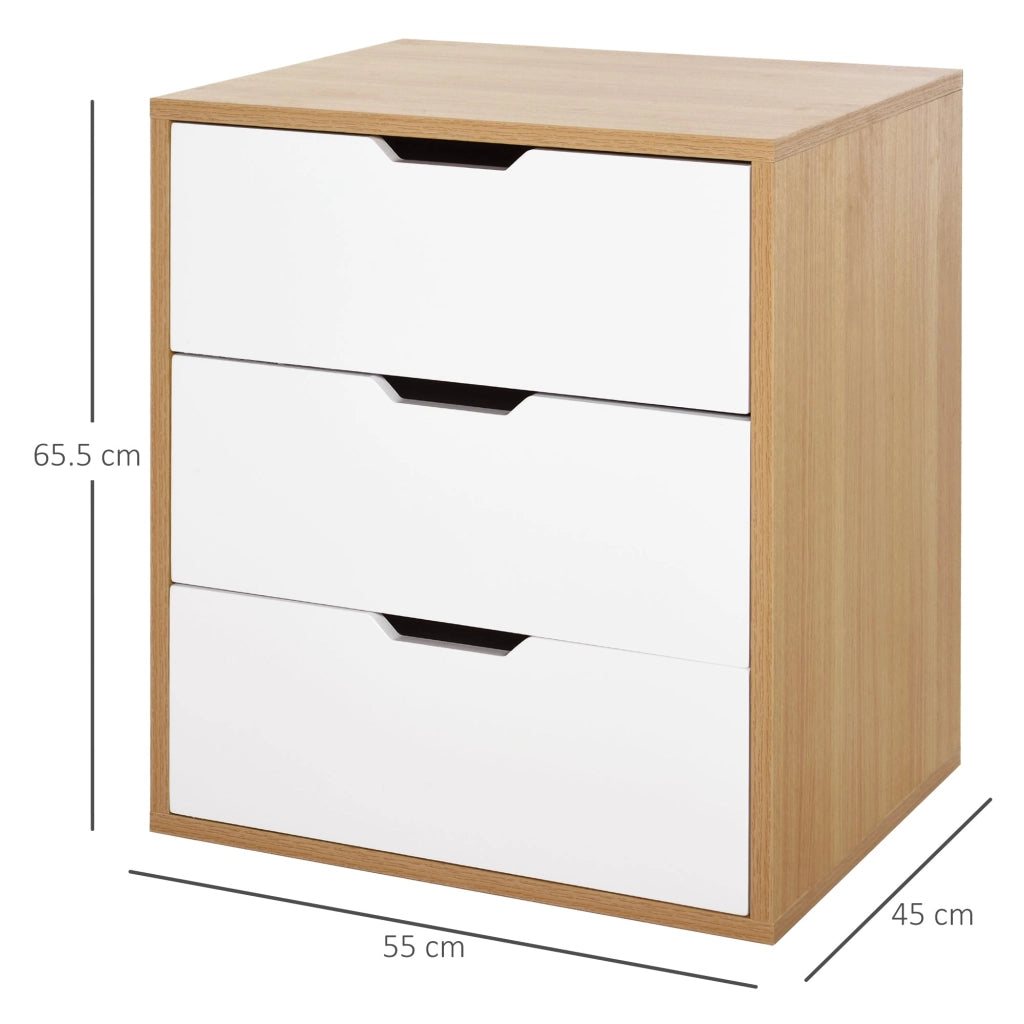 Cassettiera Portadocumenti da Ufficio 55x45x65,5 cm 3 Cassetti