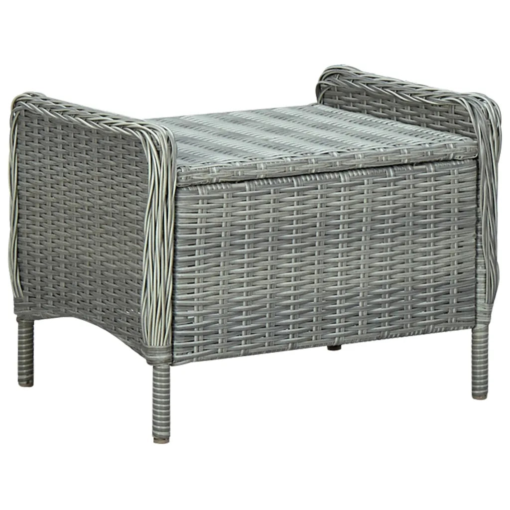 Sedia da Giardino Reclinabile con Pouf Polyrattan Grigio Chiaro 313304