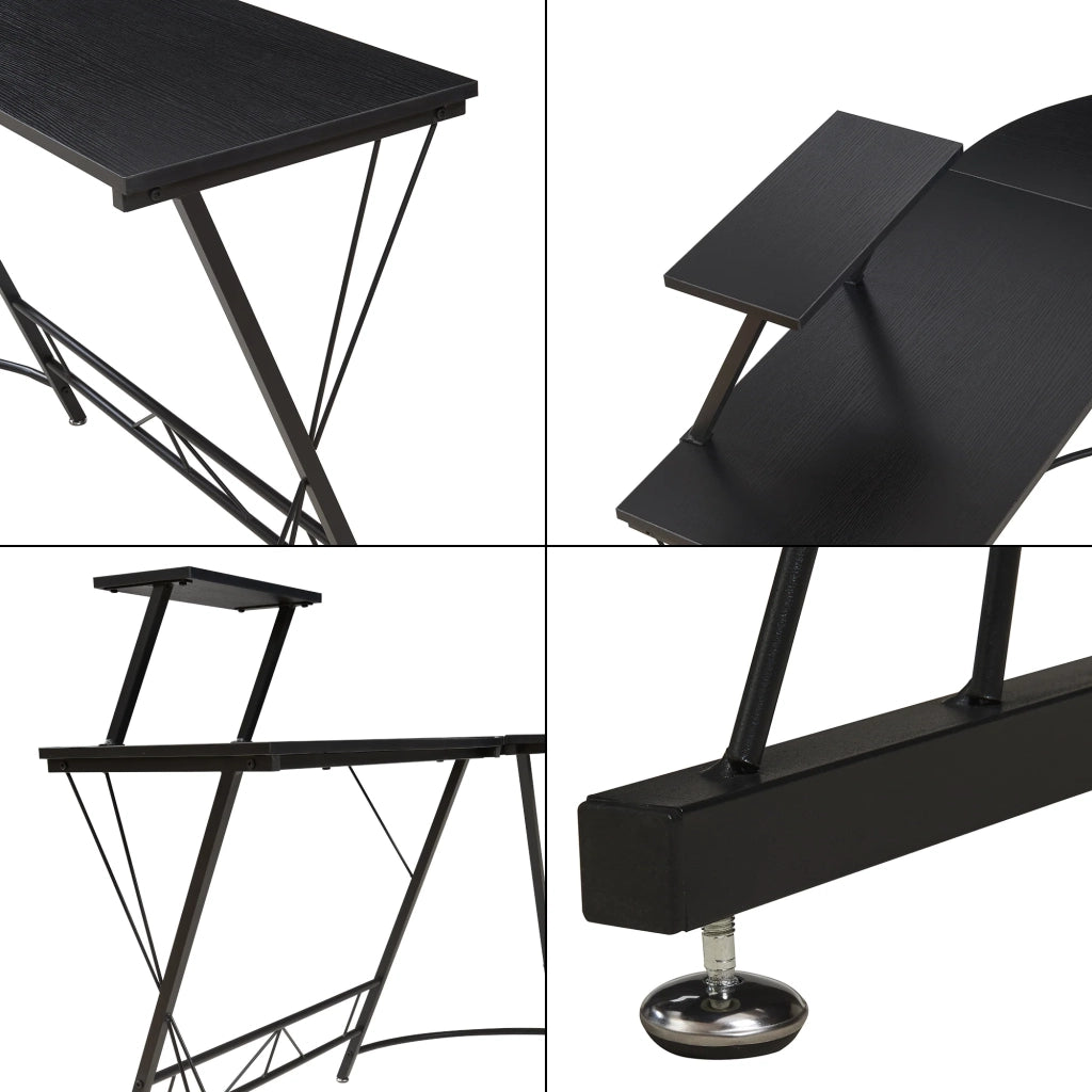 Scrivania/postazione di lavoro con piano rialzato 122 x 122 x 98 cm nero 03_0009073