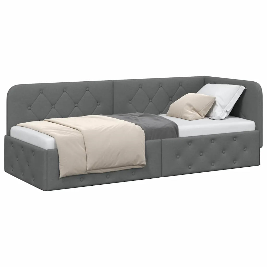 Cornice del letto ad angolo Grigio scuro 80 x 200 cm Tessuto 42016480