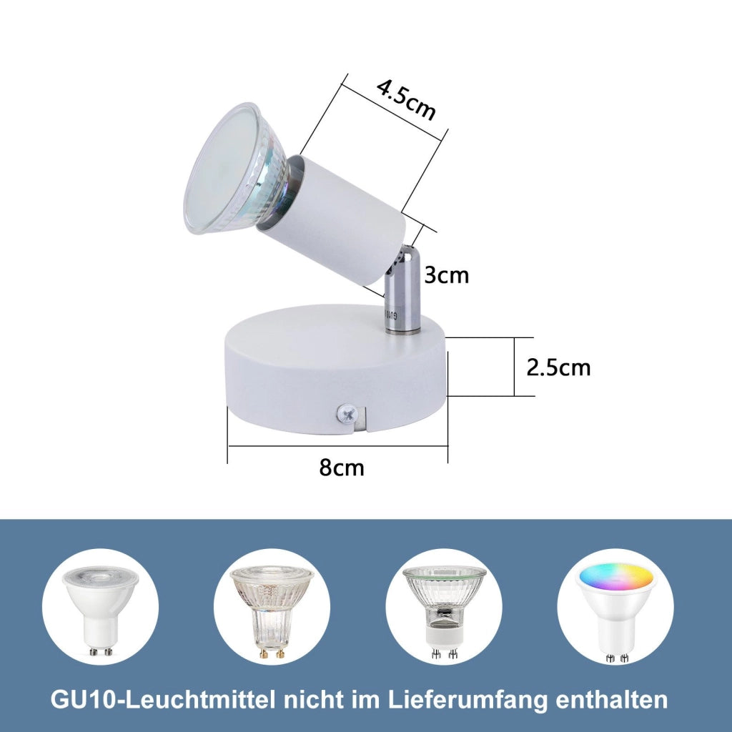 ZMH Faretto da soffitto bianchi 1 fiamma GU10 3000K moderni per camera letto