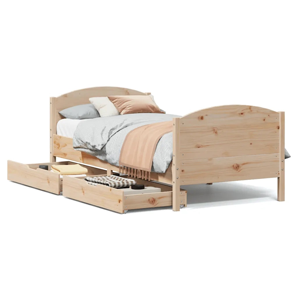 Letto singolo | Letto per adulti | Letto senza Materasso 75x190 cm in Legno Massello Pino