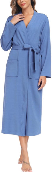 Camicia da camera a forma di wafel per donne e unisex con V collo, kimono da bagno per spa, casa e hotel