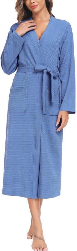 Camicia da camera a forma di wafel per donne e unisex con V collo, kimono da bagno per spa, casa e hotel