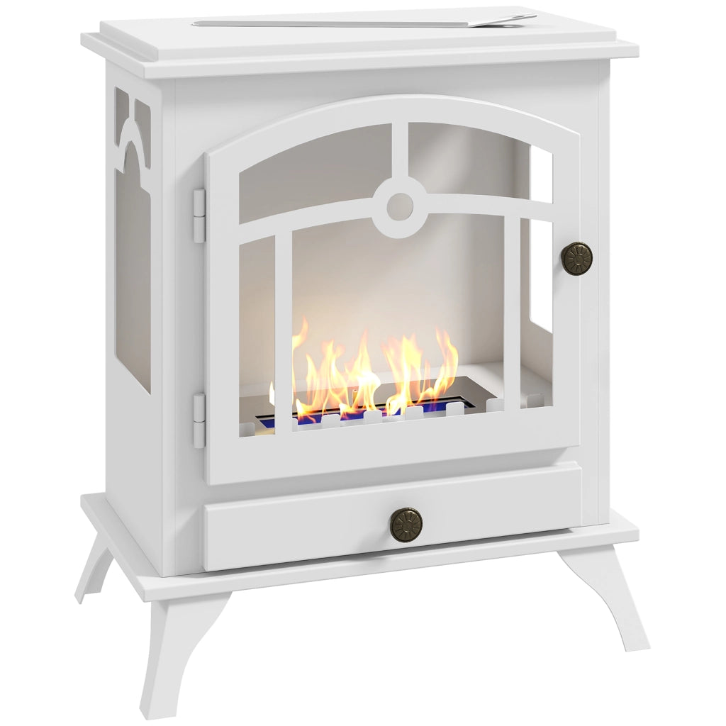 Camino a Bioetanolo da Pavimento con Serbatoio 0,9L ¨C zephmum ¨C 45x28x54cm Bianco