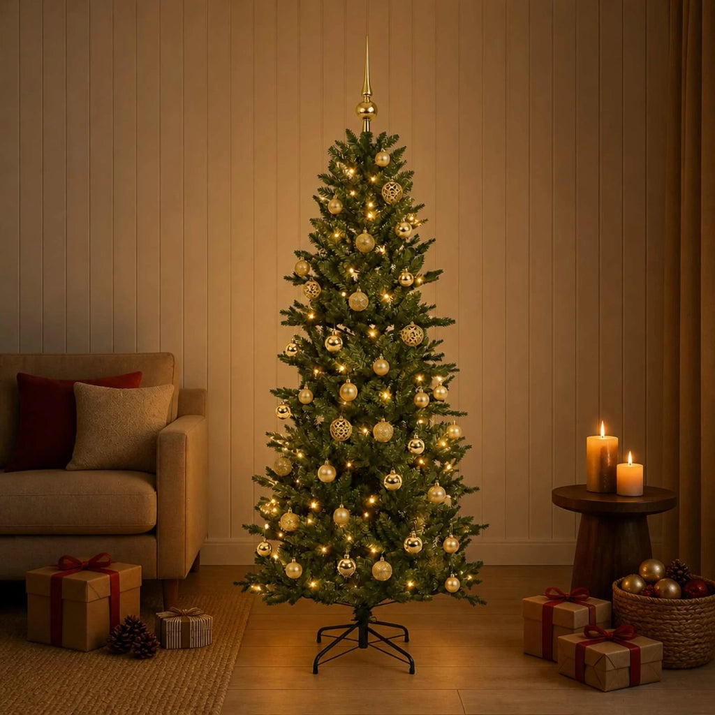 Albero di Natale artificiale con palline 120 cm 150 LED 3465659