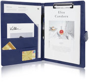 Organizzatore di cartelle A4 con chiusura magnetica, cartella PU con copertina in pelle sintetica, cartella con blocco note, cartella per documenti e organizzatore di portfolio con chiusura magnetica - blu