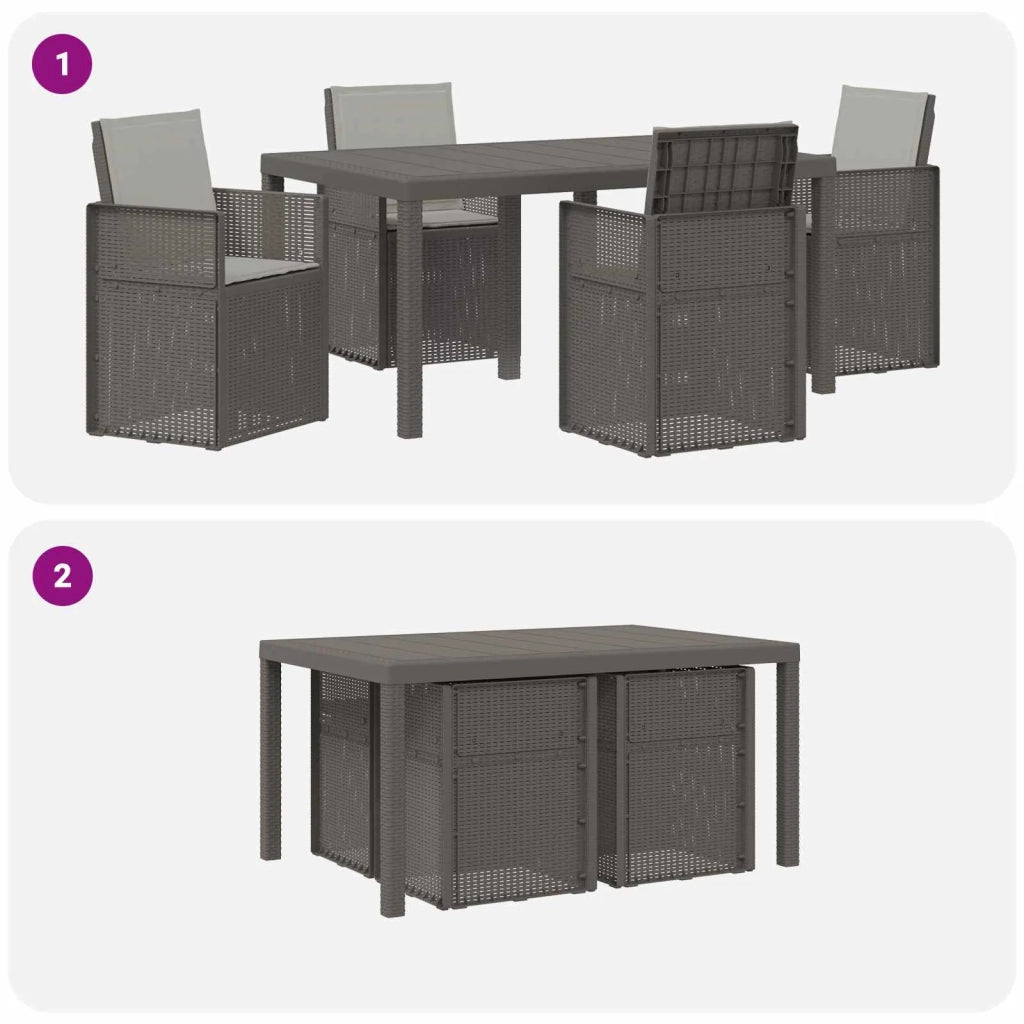 Set da Pranzo per Giardino con cuscino 5 pcs Grigio Chiaro PP 3430070