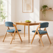 Set di 2 sedie pieghevoli imbottite in legno di faggio, colore blu, con rivestimento sfoderabile