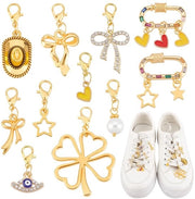 Accessori per scarpe in metallo - Clip per scarpe decorativo - 11 pezzi - 22-40 mm - Oreficeria in oro - Badge holder - Stecchino per cucito - Accessori DIY per artigianato