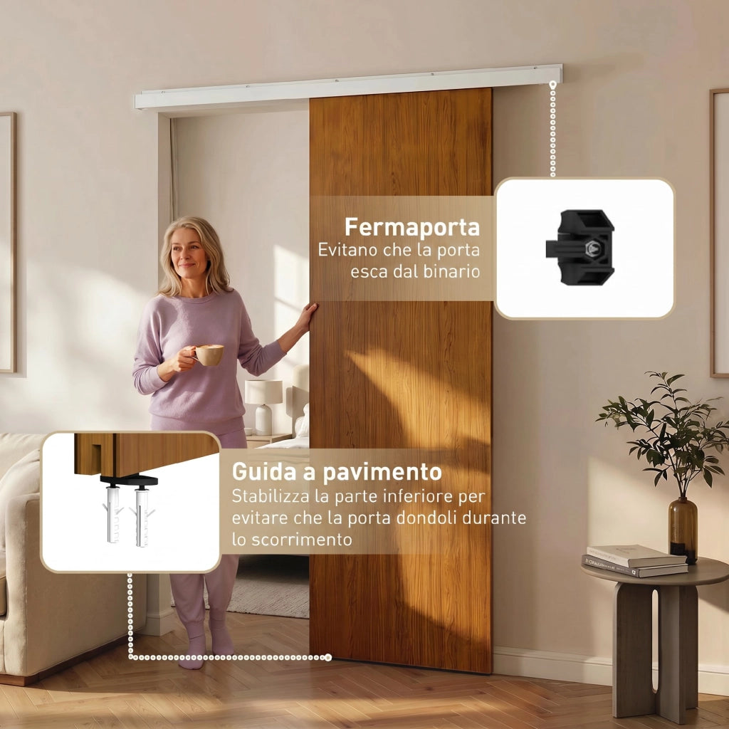 Porta Scorrevole per Armadio ¨C zephmum ¨C Effetto Legno Marrone 75x210cm
