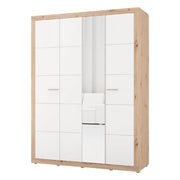 Armadio Camera da Letto Pushka, Guardaroba Grande Appendiabiti, 156x208h cm Bianco Opaco