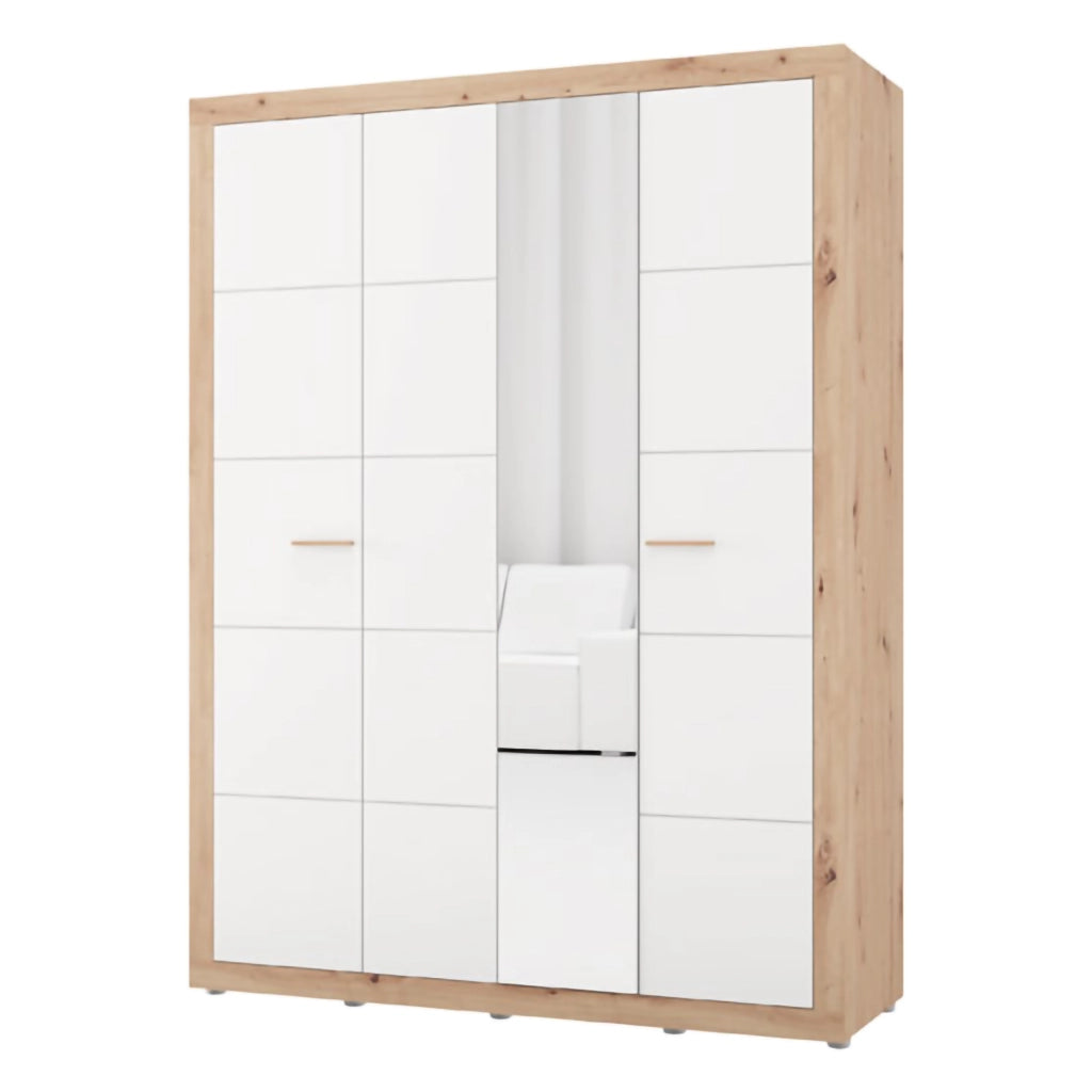 Armadio Camera da Letto Pushka, Guardaroba Grande Appendiabiti, 156x208h cm Bianco Opaco